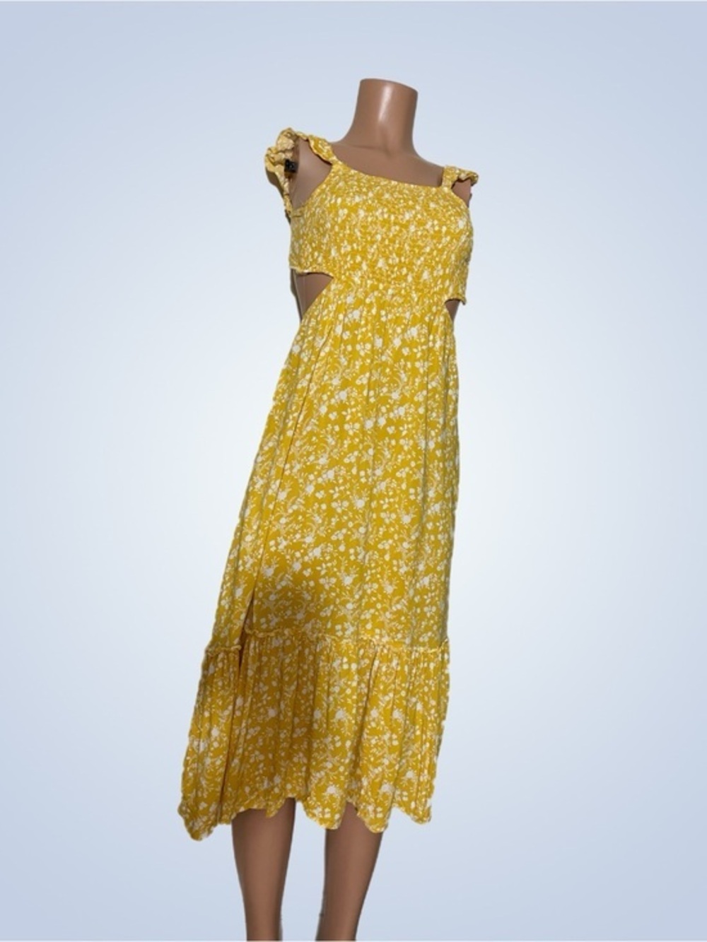Almost Famous Floral Midi Dress With Cut-Out Detail